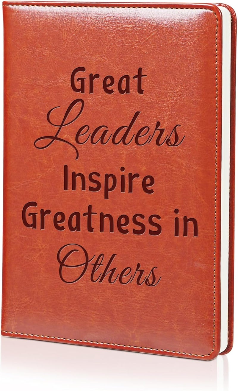 LBWCER Boss Appreciation Gift Mentor Gift Notebook Great Leaders Notebook Leader Supervisor PM Mentor Retirement Gift Coworker Farewell Leather Journal Notebooks (Great R) - Image 1